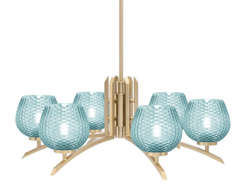 Toltec Lighting - 3706-NAB-4605 - Six Light Chandelier - Kurve - New Age Brass