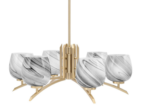 Toltec Lighting - 3706-NAB-4819 - Six Light Chandelier - Kurve - New Age Brass