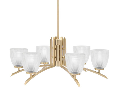 Toltec Lighting - 3706-NAB-500 - Six Light Chandelier - Kurve - New Age Brass