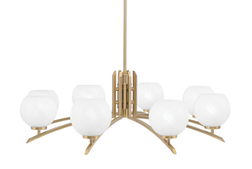 Toltec Lighting - 3708-NAB-4101 - Eight Light Chandelier - Kurve - New Age Brass