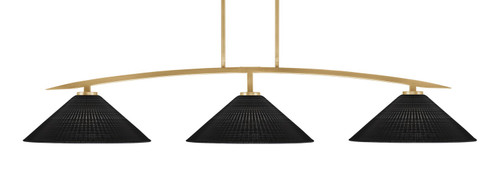 Toltec Lighting - 3733-NAB-4019 - Three Light Bar - Kurve - New Age Brass