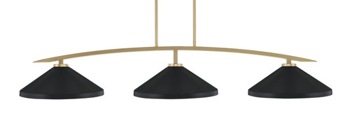 Toltec Lighting - 3733-NAB-424-MB - Three Light Bar - Kurve - New Age Brass