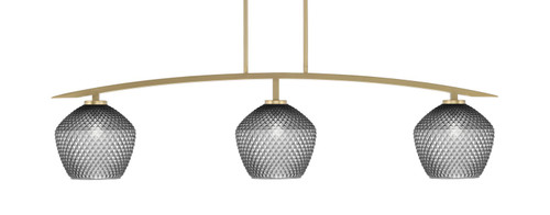 Toltec Lighting - 3733-NAB-4922 - Three Light Bar - Kurve - New Age Brass