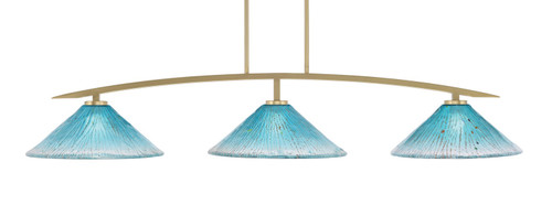 Toltec Lighting - 3733-NAB-715 - Three Light Bar - Kurve - New Age Brass