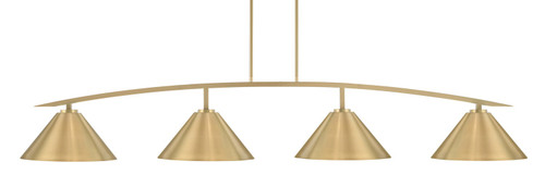 Toltec Lighting - 3734-NAB-420-NAB - Four Light Bar - Kurve - New Age Brass