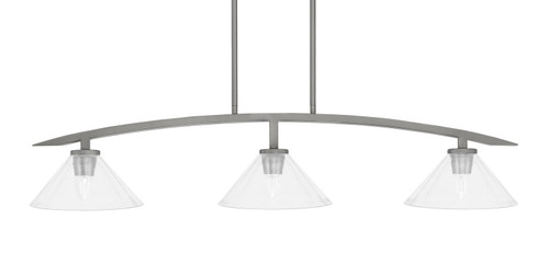 Toltec Lighting - 3736-GP-304 - Three Light Island Pendant - Kurve - Graphite