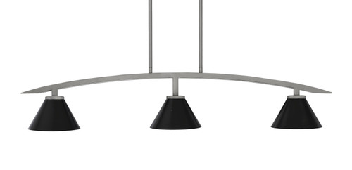 Toltec Lighting - 3736-GP-421-MB - Three Light Island Pendant - Kurve - Graphite
