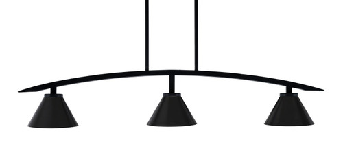 Toltec Lighting - 3736-MB-421-MB - Three Light Island Pendant - Kurve - Matte Black