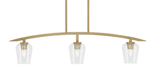 Toltec Lighting - 3736-NAB-210 - Three Light Island Pendant - Kurve - New Age Brass