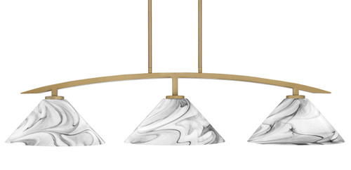 Toltec Lighting - 3736-NAB-2129 - Three Light Island Pendant - Kurve - New Age Brass