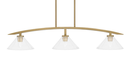 Toltec Lighting - 3736-NAB-304 - Three Light Island Pendant - Kurve - New Age Brass