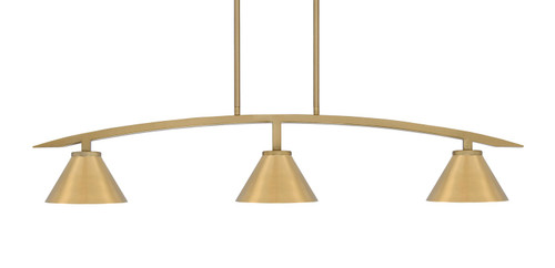 Toltec Lighting - 3736-NAB-421-NAB - Three Light Island Pendant - Kurve - New Age Brass