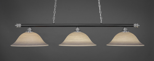 Toltec Lighting - 373-CHMB-602 - Three Light Billiard Bar - Oxford - Chrome/Matte Black