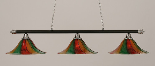 Toltec Lighting - 373-CHMB-767 - Three Light Billiard Bar - Oxford - Chrome/Matte Black
