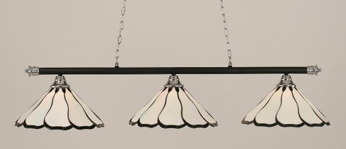 Toltec Lighting - 373-CHMB-912 - Three Light Billiard Bar - Oxford - Chrome/Matte Black