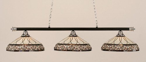 Toltec Lighting - 373-CHMB-948 - Three Light Billiard Bar - Oxford - Chrome/Matte Black