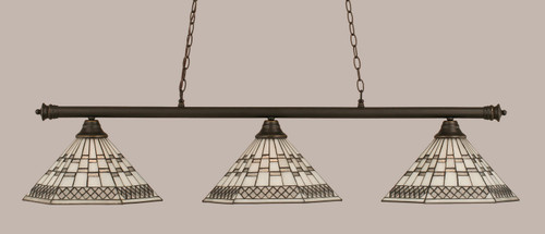 Toltec Lighting - 373-DG-910 - Three Light Billiard Bar - Oxford - Dark Granite