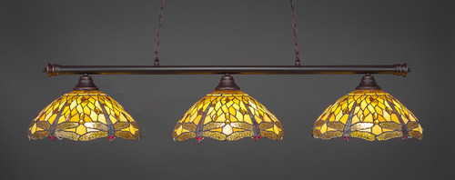 Toltec Lighting - 373-DG-946 - Three Light Billiard Bar - Oxford - Dark Granite