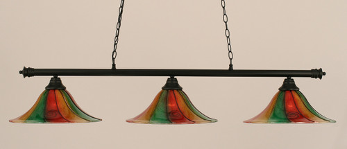 Toltec Lighting - 373-MB-767 - Three Light Billiard Bar - Oxford - Matte Black