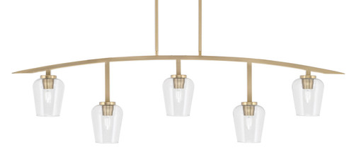 Toltec Lighting - 3745-NAB-210 - Five Light Bar - Kurve - New Age Brass
