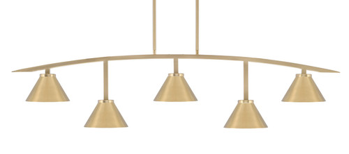 Toltec Lighting - 3745-NAB-421-NAB - Five Light Bar - Kurve - New Age Brass