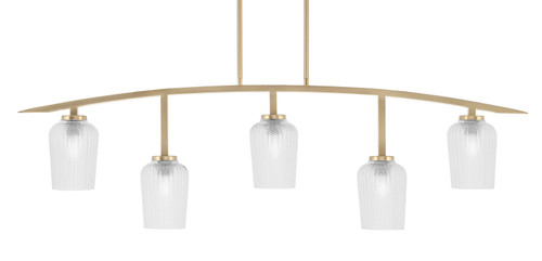 Toltec Lighting - 3745-NAB-4250 - Five Light Bar - Kurve - New Age Brass