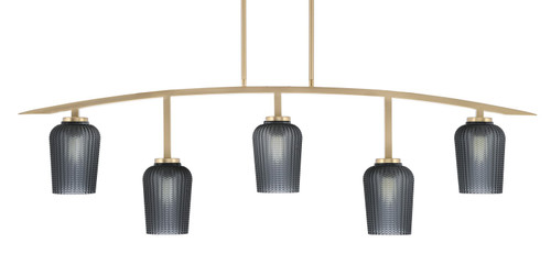 Toltec Lighting - 3745-NAB-4252 - Five Light Bar - Kurve - New Age Brass