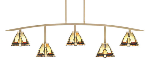 Toltec Lighting - 3745-NAB-9345 - Five Light Bar - Kurve - New Age Brass