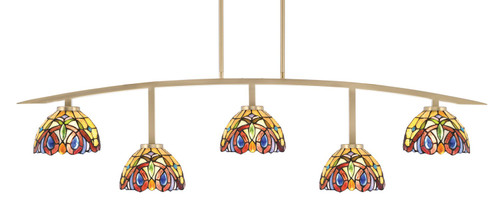 Toltec Lighting - 3745-NAB-9445 - Five Light Bar - Kurve - New Age Brass