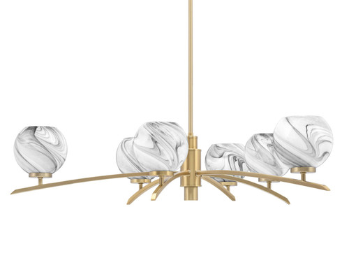 Toltec Lighting - 3746-NAB-4109 - Six Light Chandelier - Kurve - New Age Brass