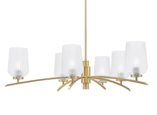 Toltec Lighting - 3746-NAB-4250 - Six Light Chandelier - Kurve - New Age Brass