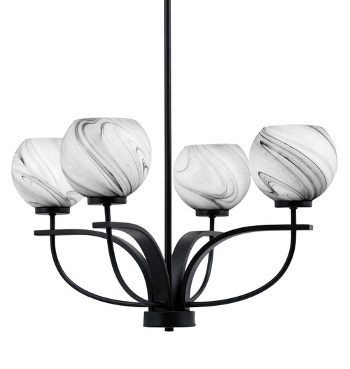 Toltec Lighting - 3904-MB-4109 - Four Light Chandelier - Cavella - Matte Black