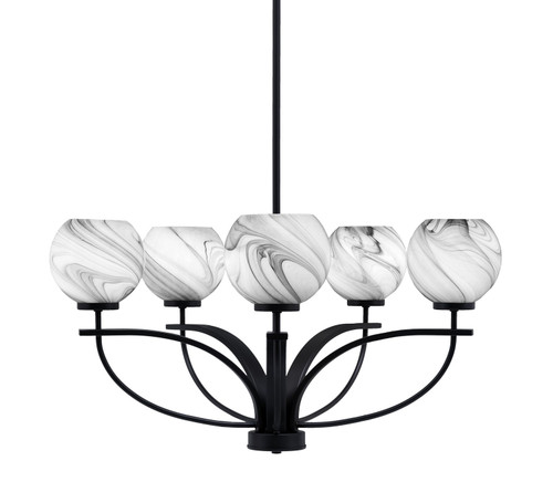 Toltec Lighting - 3905-MB-4109 - Five Light Chandelier - Cavella - Matte Black