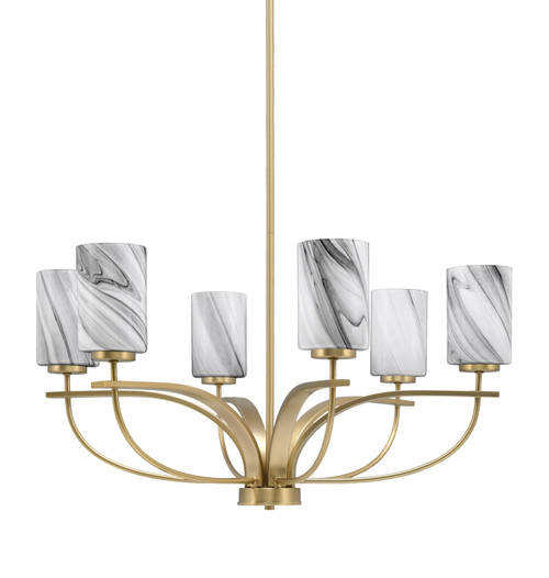 Toltec Lighting - 3906-NAB-3009 - Six Light Chandelier - Cavella - New Age Brass