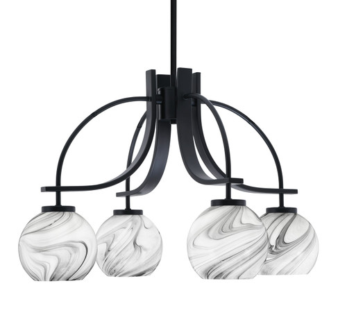 Toltec Lighting - 3924-MB-4109 - Four Light Chandelier - Cavella - Matte Black