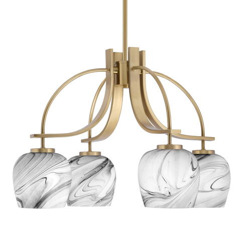 Toltec Lighting - 3924-NAB-4819 - Four Light Chandelier - Cavella - New Age Brass