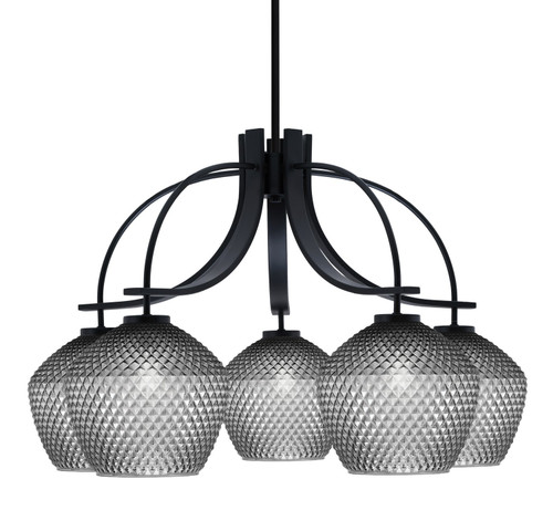 Toltec Lighting - 3925-MB-4922 - Five Light Chandelier - Cavella - Matte Black