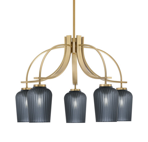 Toltec Lighting - 3925-NAB-4252 - Five Light Chandelier - Cavella - New Age Brass