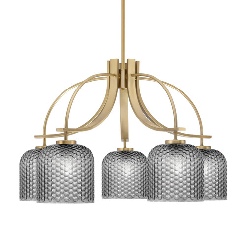 Toltec Lighting - 3925-NAB-4912 - Five Light Chandelier - Cavella - New Age Brass