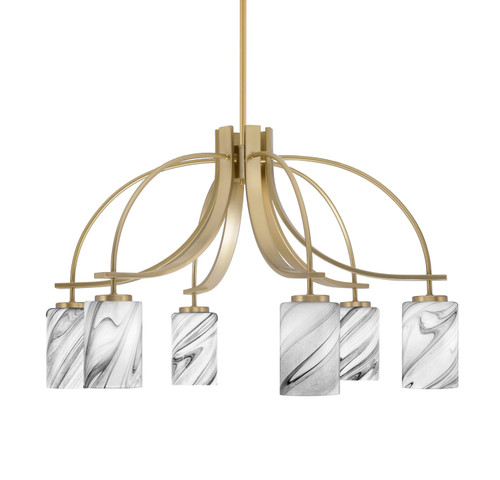 Toltec Lighting - 3926-NAB-3009 - Six Light Chandelier - Cavella - New Age Brass
