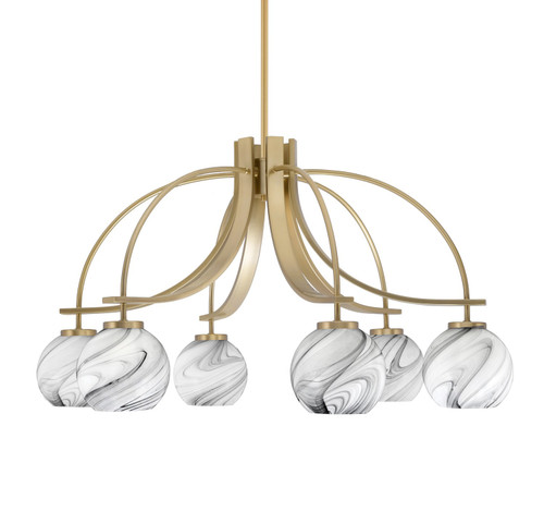Toltec Lighting - 3926-NAB-4109 - Six Light Chandelier - Cavella - New Age Brass