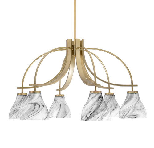 Toltec Lighting - 3926-NAB-4769 - Six Light Chandelier - Cavella - New Age Brass