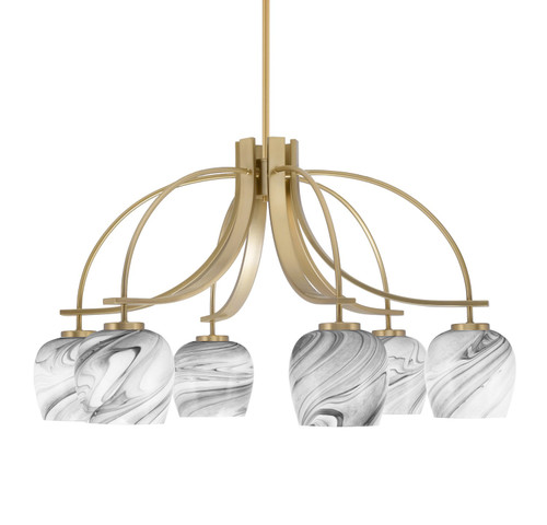 Toltec Lighting - 3926-NAB-4819 - Six Light Chandelier - Cavella - New Age Brass
