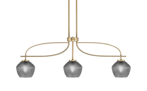 Toltec Lighting - 3936-NAB-4622 - Three Light Island Pendant - Cavella - New Age Brass