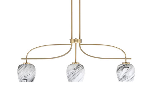 Toltec Lighting - 3936-NAB-4819 - Three Light Island Pendant - Cavella - New Age Brass