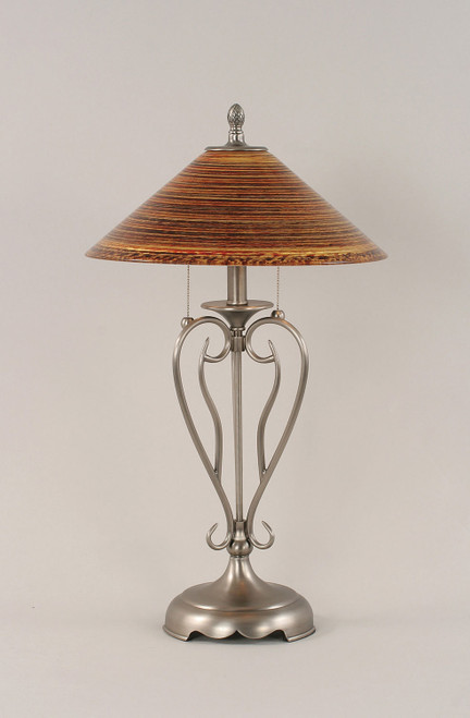 Toltec Lighting - 42-BN-414 - Two Light Table Lamp - Olde Iron - Brushed Nickel