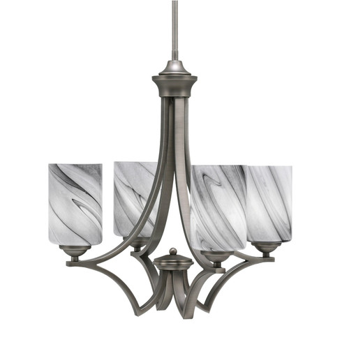 Toltec Lighting - 564-GP-3009 - Four Light Chandelier - Zilo - Graphite