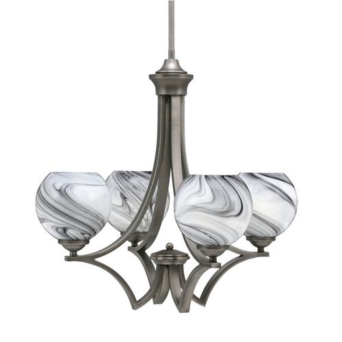 Toltec Lighting - 564-GP-4109 - Four Light Chandelier - Zilo - Graphite