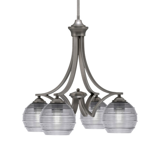 Toltec Lighting - 568-GP-5112 - Four Light Chandelier - Zilo - Graphite