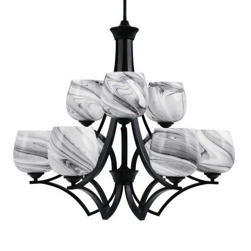 Toltec Lighting - 569-MB-4819 - Nine Light Chandelier - Zilo - Matte Black